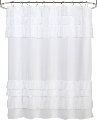 Штора для ванной Carnation Home Fashions Frill RIL180W2 180х180 см, white