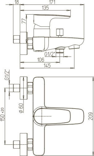 Смеситель Paini Parallel 47CR111LMKM для ванны с душем фото 2