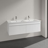 Тумба с раковиной Villeroy & Boch Venticello 125 glossy white, с белыми ручками