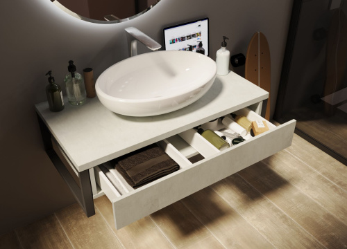 Мебель для ванной 1MarKa Grunge Loft 100 бетон светлый фото 2