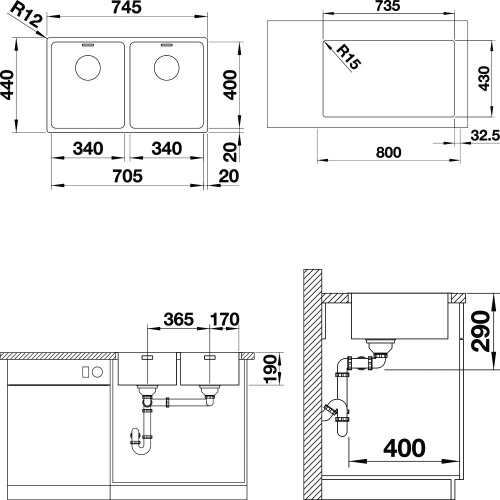 Мойка кухонная Blanco Andano 340/340-IF фото 3