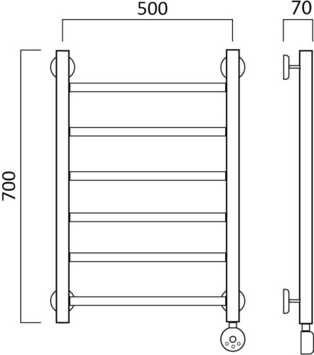 Полотенцесушитель электрический Aquanerzh Прямой R 70х50 фото 2