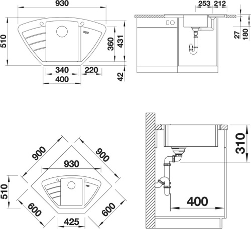 Мойка кухонная Blanco Zia 9 E алюметаллик фото 2