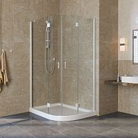 Душевой уголок Vegas Glass AFS-F Lux 120*80 01 01 L профиль белый, стекло прозрачное