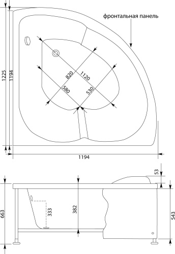 Акриловая ванна Aquanet Fregate 00205488 120x120 с каркасом фото 4