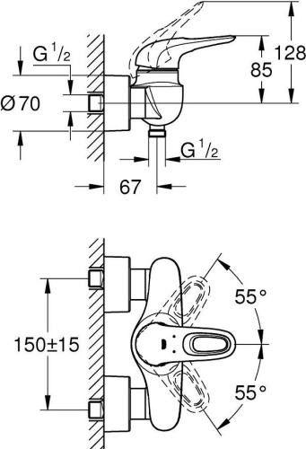 Смеситель Grohe Eurostyle 33590003 для душа фото 4