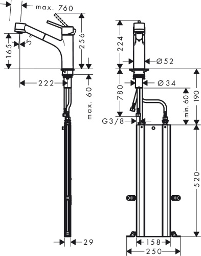 Смеситель Hansgrohe Talis M52 73860800 для кухонной мойки, сталь фото 4