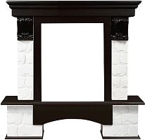 Портал Firelight Forte Classic камень белый, шпон темный дуб