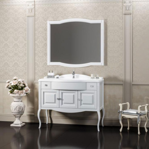 Мебель для ванной Opadiris Лаура 100 белая матовая, с раковиной из литьевого мрамора фото 2