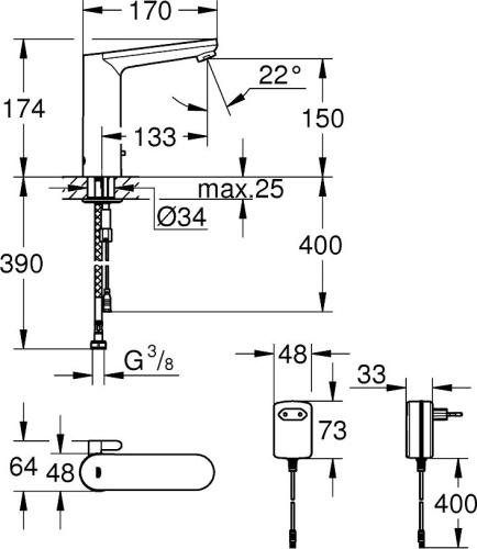 Смеситель Grohe Eurosmart Cosmopolitan E 36421000 для раковины фото 3