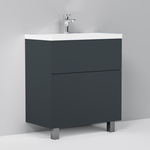 Мебель для ванной AM.PM Gem 75 графит матовый, напольная, с 2 ящиками фото 4