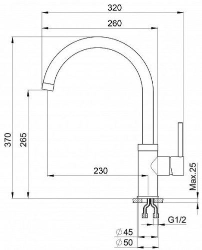 Смеситель Granula GR-2125 для кухонной мойки, алюминиум фото 3