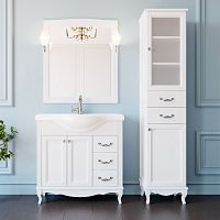 Тумба с раковиной ValenHouse Эллина 80 белая, фурнитура хром