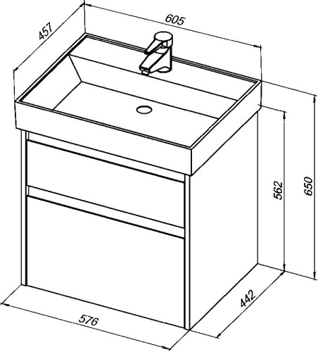 Мебель для ванной Aquanet Nova Lite 60 2 ящика фото 6