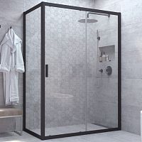 Душевой уголок Vegas Glass ZP+ZPV NOVO 100*90 02М 01 профиль черный матовый, стекло прозрачное