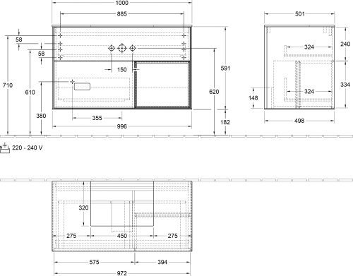 Мебель для ванной Villeroy & Boch Finion G122PDPC 100 с подсветкой и освещением стены фото 7