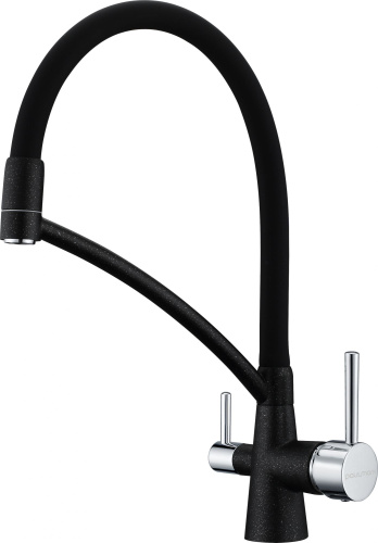 Комплект Paulmark Zemar PM104651-BLM черный металлик + Смеситель Paulmark Siegen Si213111-418 для кухонной мойки, черный металлик фото 3
