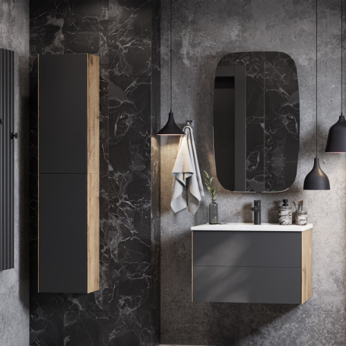 Мебель для ванной AQUATON Сохо 75 дуб веллингтон, графит софт фото 5