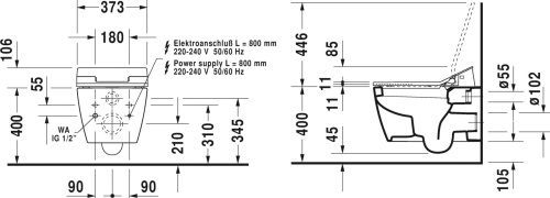 Унитаз подвесной Duravit ME by Starck 2528590000 с крышкой биде фото 7