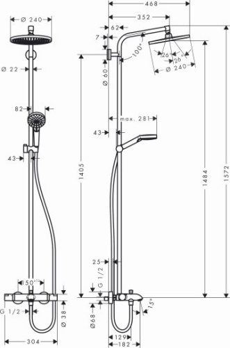 Душевая стойка Hansgrohe Crometta S 240 Showerpipe 27320000 фото 2