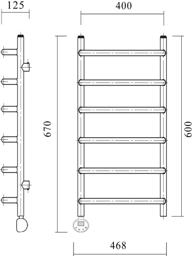 Полотенцесушитель электрический Domoterm Стефано П6 40x60, хром, L фото 3