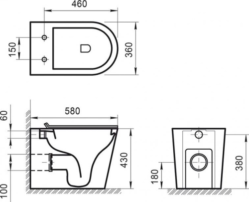 Унитаз приставной BelBagno Flay-r BB1003CBR