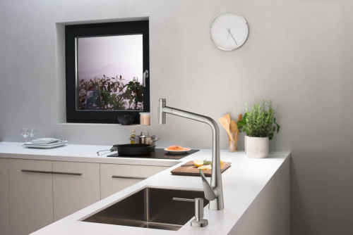Смеситель Hansgrohe Metris Select M71 73816800 для кухонной мойки, сталь фото 2