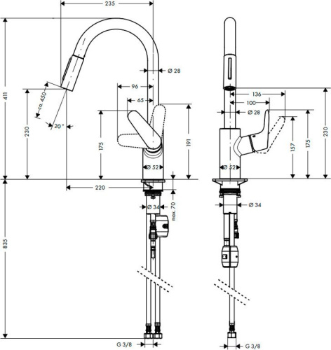 Смеситель Hansgrohe Focus 31815000 для кухонной мойки фото 8