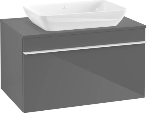 Мебель для ванной Villeroy & Boch Venticello 75 glossy grey, с белой ручкой фото 5
