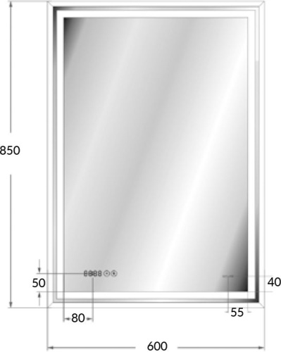 Зеркало Cersanit LED 080 design pro 60x85, с подсветкой фото 7