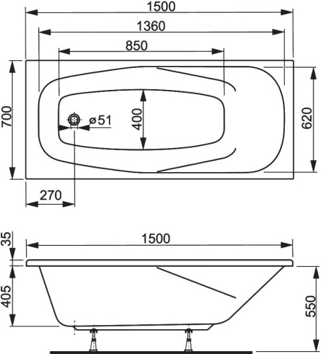 Акриловая ванна Vagnerplast Aronia 150х70 фото 8