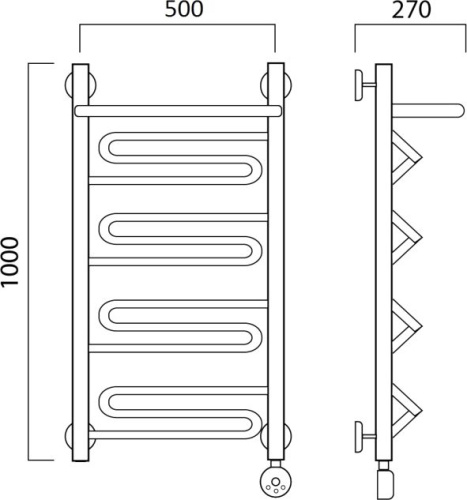 Полотенцесушитель электрический Aquanerzh Зигзаг с полкой R 100х50 фото 2