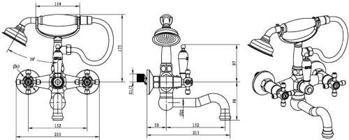 Смеситель Boheme Crystal 293-CRST для ванны с душем фото 3