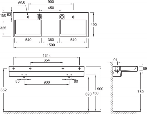 148 300 руб. Раковина Jacob Delafon Terrace EXA112 150 см двойная фото 10 Раковина Jacob Delafon Terrace EXA112 150 см двойная фото 10