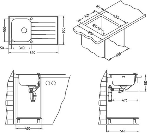 Мойка кухонная Alveus Glassix 10 черная фото 3