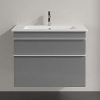 Мебель для ванной Villeroy & Boch Venticello 80 glossy grey, с белыми ручками