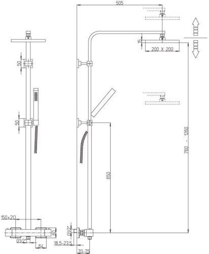 Душевая стойка Paini Dax-R 84CR689TH2SQP1 фото 3