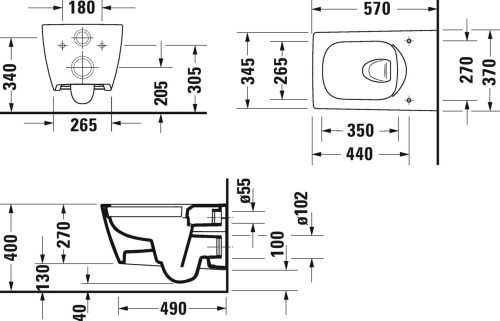 Комплект Унитаз подвесной Duravit Viu 2511090000 безободковый + Крышка-сиденье с микролифтом + Инсталляция TECE TECEprofil Uni 2.0 9300302 с кнопкой смыва фото 5