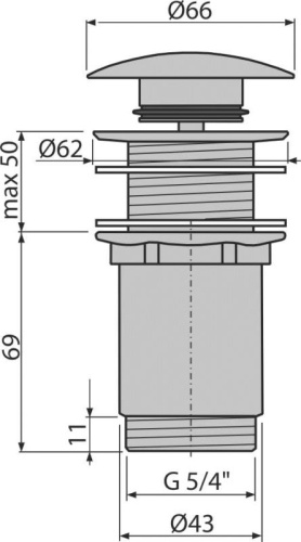 Донный клапан для раковины AlcaPlast A395