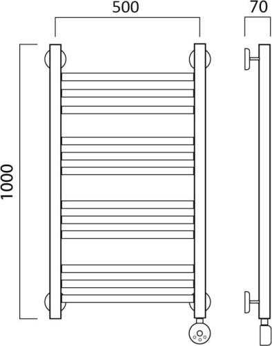 Полотенцесушитель электрический Aquanerzh Прямой групповой R 100х50 фото 2