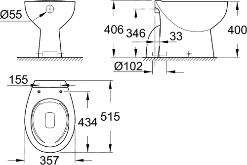 Унитаз приставной Grohe Bau Ceramic 39431000 фото 2