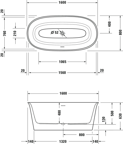 Акриловая ванна Duravit White Tulip 700468000000000 160x80 фото 5