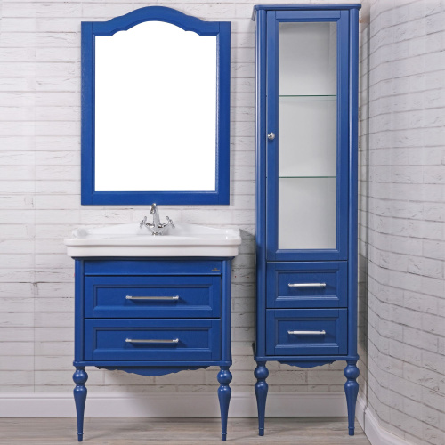 Мебель для ванной ValenHouse Эстетика 80, синяя, подвесная, ручки хром фото 7