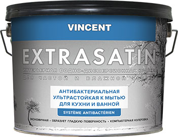 Краска Vincent Extrasatin акриловая, для стен и потолков, влагостойкая