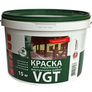 VGT ВД-АК-1180 БЕЛОСНЕЖНАЯ краска моющаяся для наружных и внутренних работ, матовая (15кг)