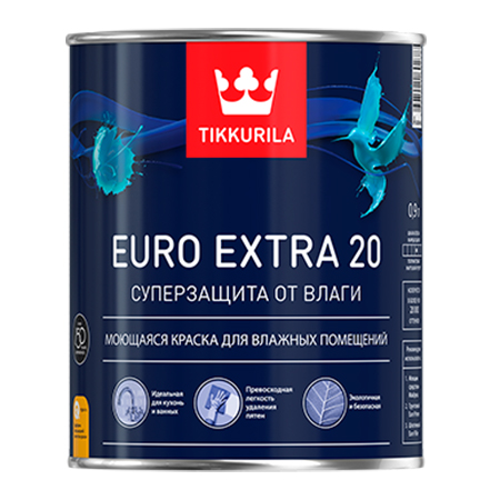 TIKKURILA EURO EXTRA 20 краска моющаяся для влажных помещений, база A (9л)