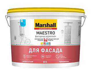 Краска Maestro Фасадная Акриловая, водно-дисперсионная, для защиты фасадов