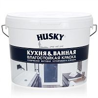 Краска Husky Kухня & Ванная акриловая, влагостойкая, для стен и потолков