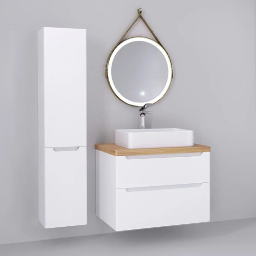 Мебель для ванной Jorno Wood 80, белая, светлая столешница фото 4