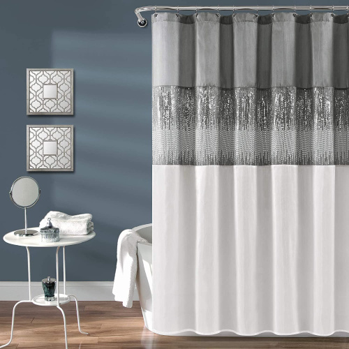 Штора для ванной Carnation Home Fashions Sky Grey/White 180х180 фото 2